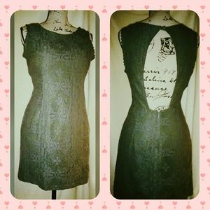 Lace Hunter Fit Flare Backless Skater Dress